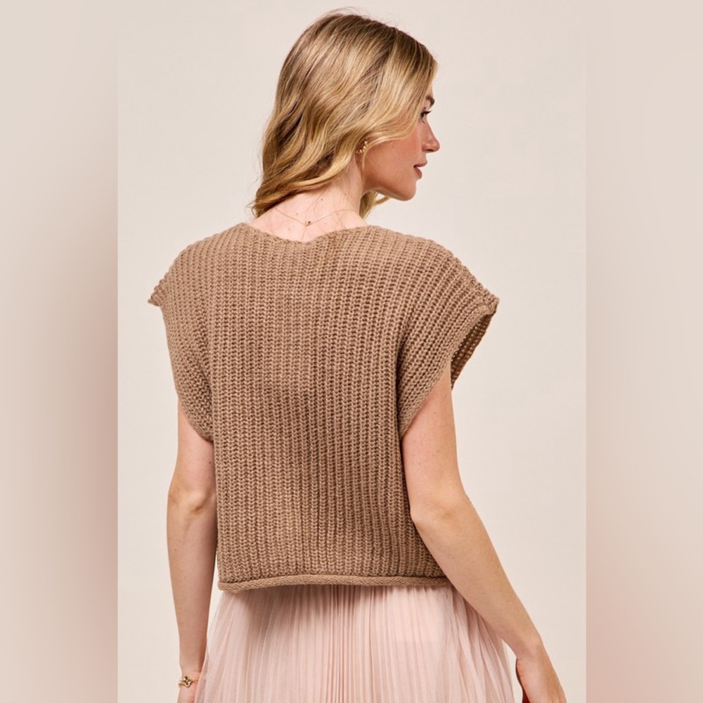 #64 Coffee Gold Button Sweater Vest-LAST ONE - Picture 5 of 6